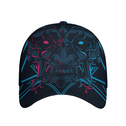 Geometric Japanese Demon Print Baseball Cap