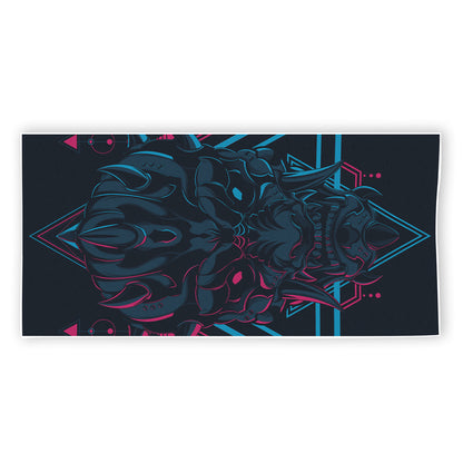 Geometric Japanese Demon Print Beach Towel