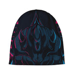 Geometric Japanese Demon Print Beanie