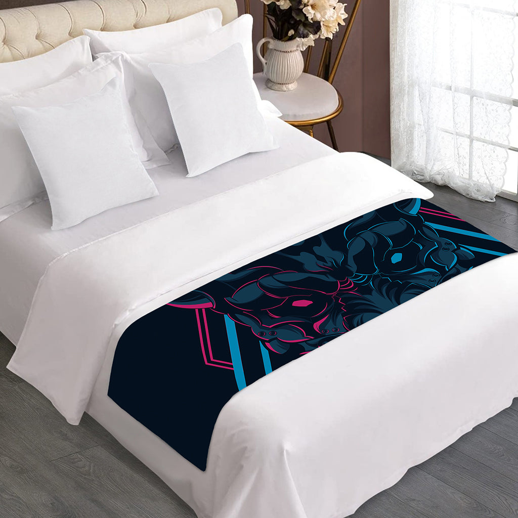 Geometric Japanese Demon Print Bed Runner