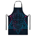 Geometric Japanese Demon Print Bib Apron With Pocket