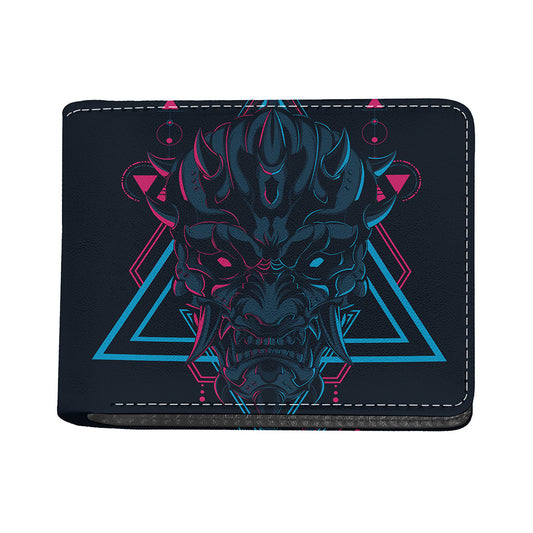 Geometric Japanese Demon Print Bifold Wallet