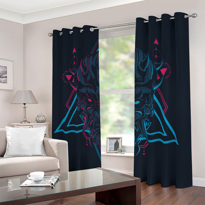 Geometric Japanese Demon Print Blackout Grommet Curtains