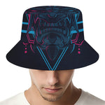 Geometric Japanese Demon Print Bucket Hat