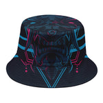 Geometric Japanese Demon Print Bucket Hat