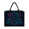 Geometric Japanese Demon Print Canvas Tote Bag