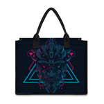 Geometric Japanese Demon Print Canvas Tote Bag