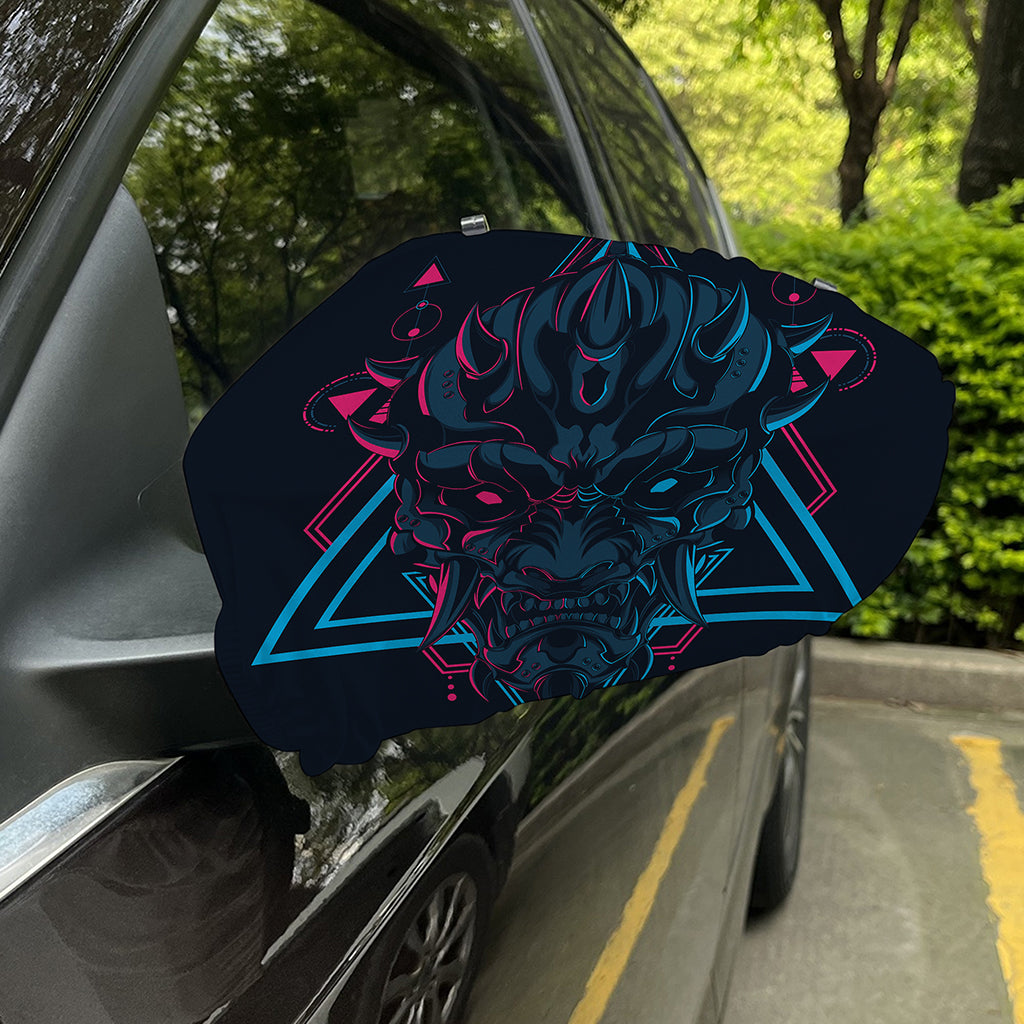 Geometric Japanese Demon Print Car Side Mirror Covers