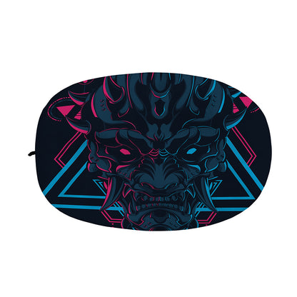 Geometric Japanese Demon Print Car Side Mirror Covers