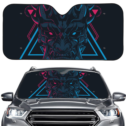 Geometric Japanese Demon Print Car Windshield Sun Shade