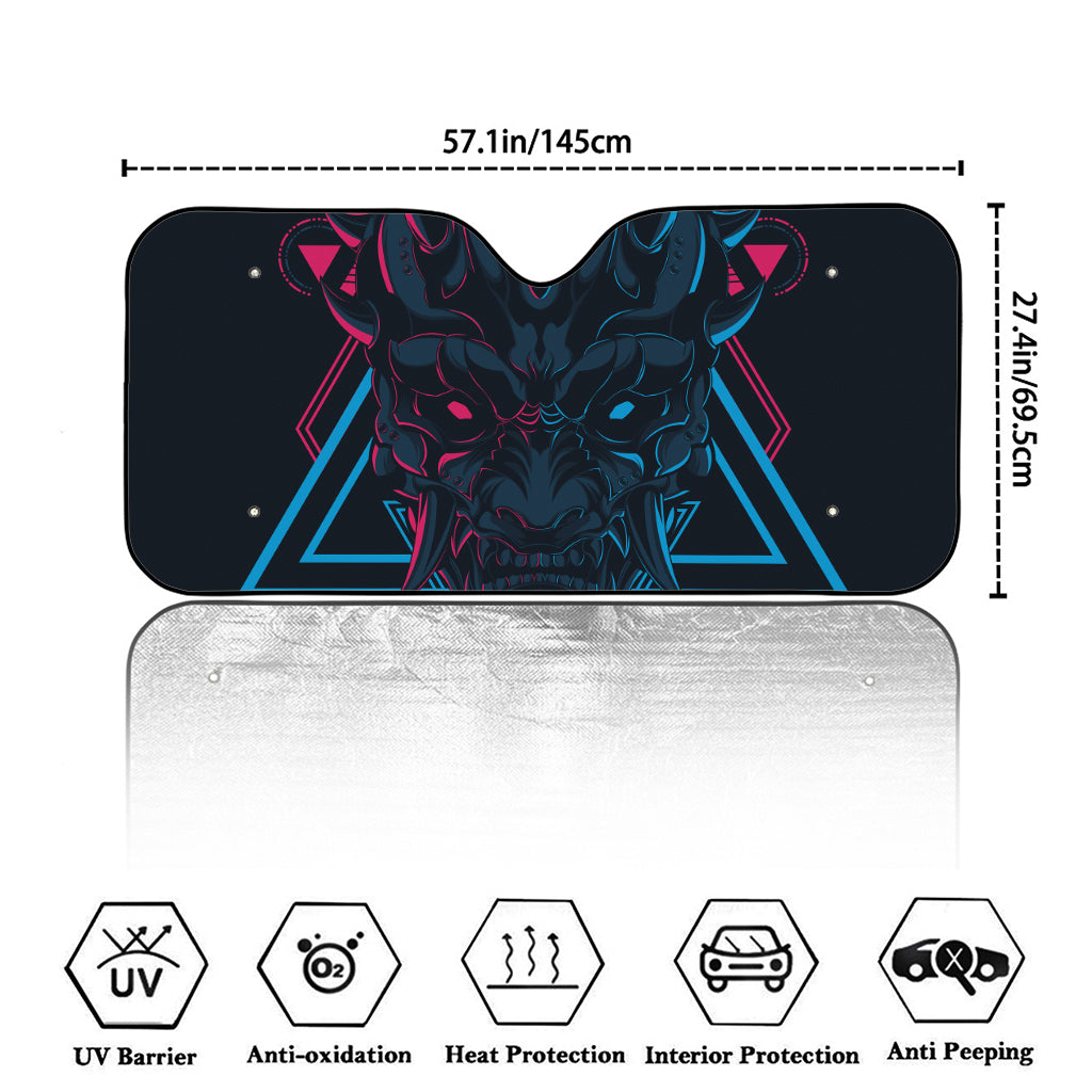 Geometric Japanese Demon Print Car Windshield Sun Shade