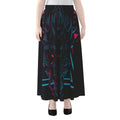 Geometric Japanese Demon Print Chiffon Maxi Skirt