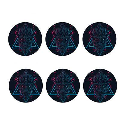 Geometric Japanese Demon Print Coaster Set