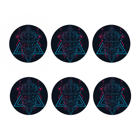 Geometric Japanese Demon Print Coaster Set