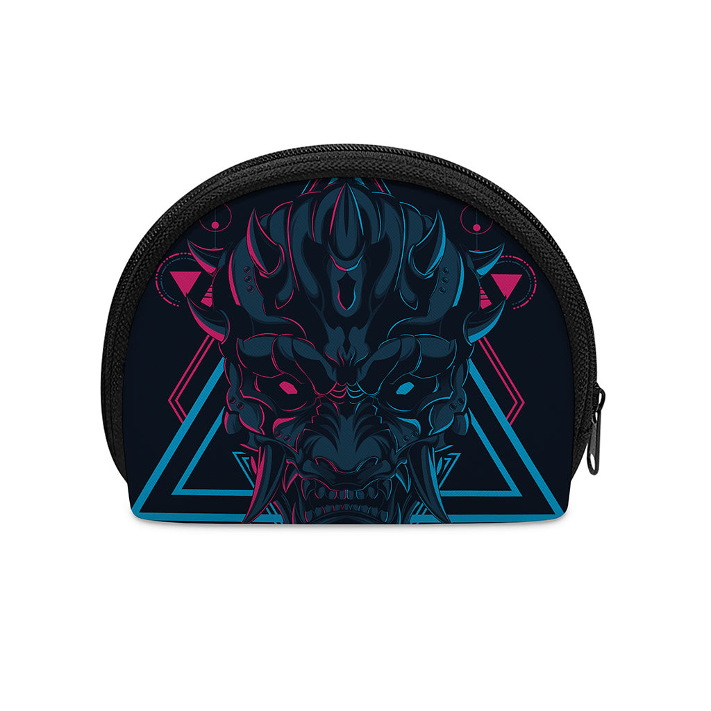 Geometric Japanese Demon Print Coin Purse