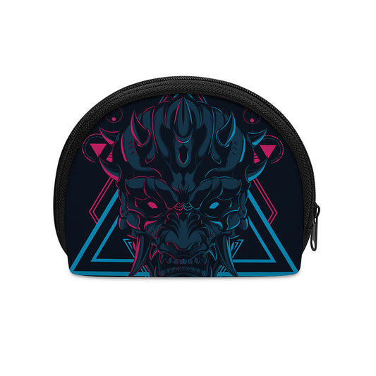 Geometric Japanese Demon Print Coin Purse
