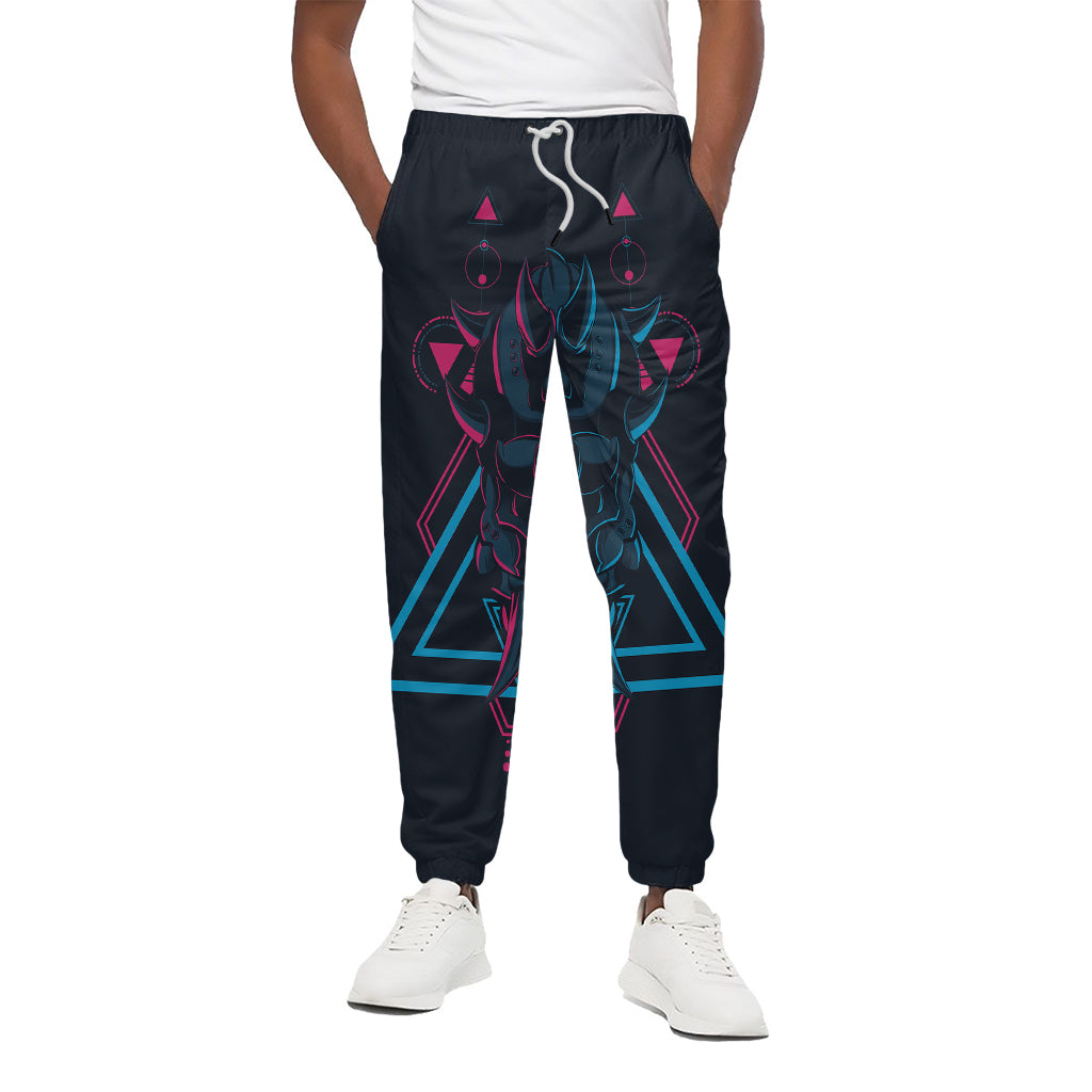Geometric Japanese Demon Print Cotton Pants