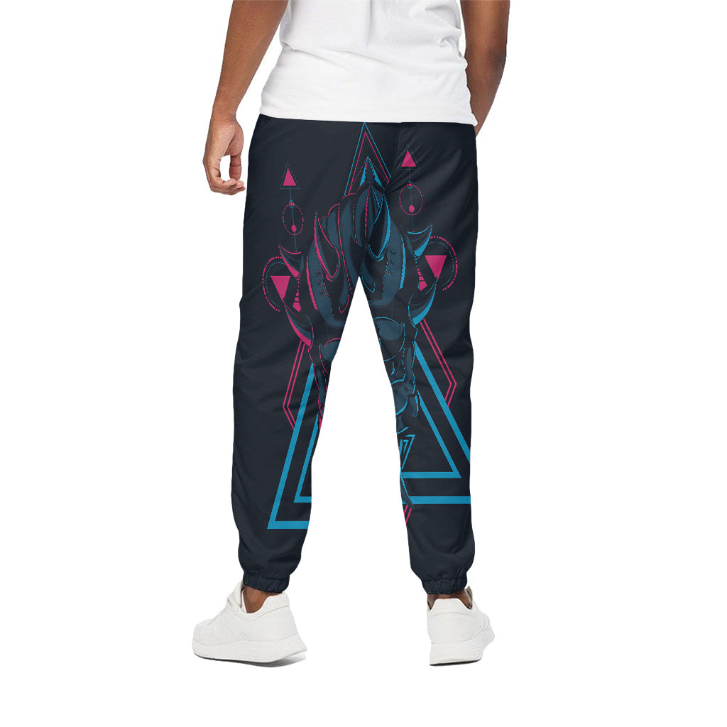 Geometric Japanese Demon Print Cotton Pants