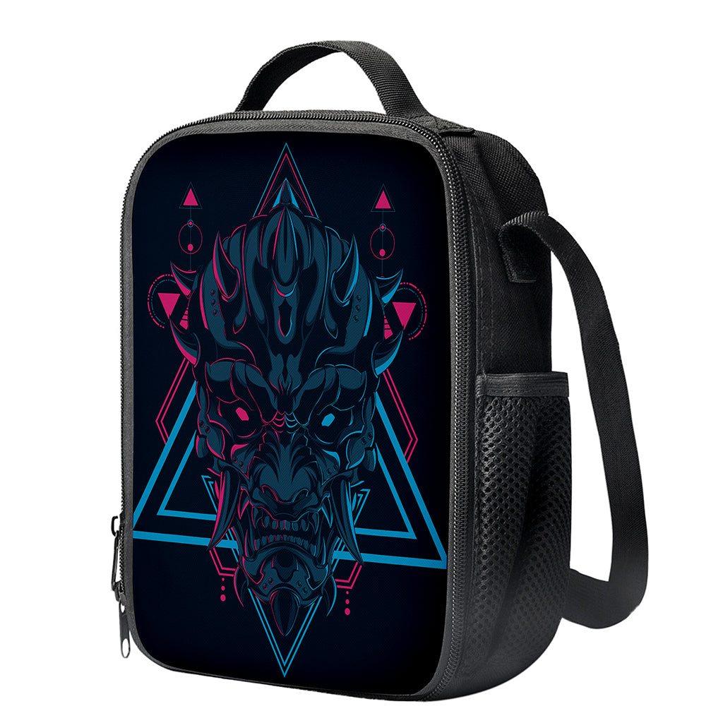 Geometric Japanese Demon Print Crossbody Lunch Bag