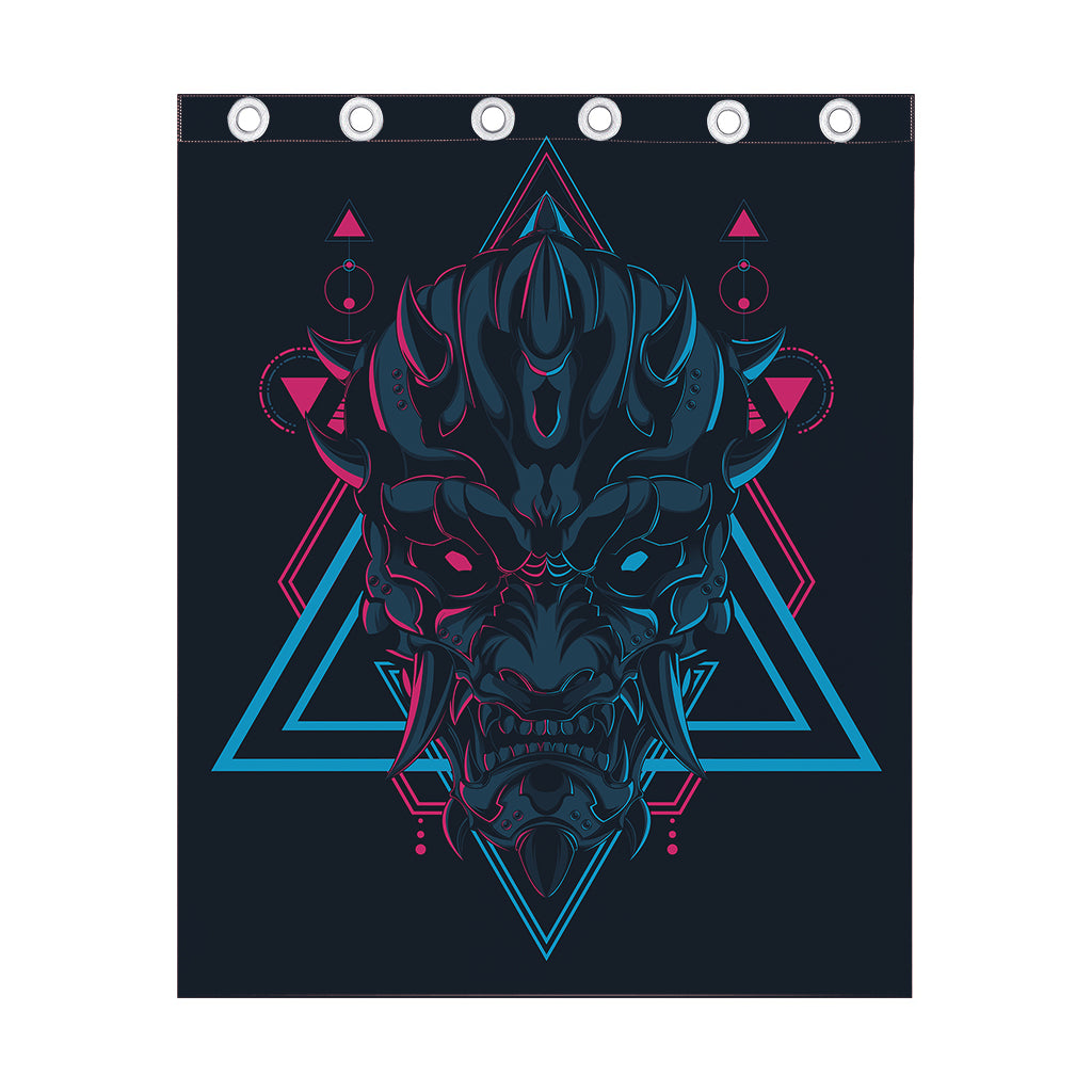 Geometric Japanese Demon Print Curtain
