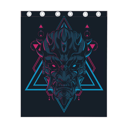 Geometric Japanese Demon Print Curtain