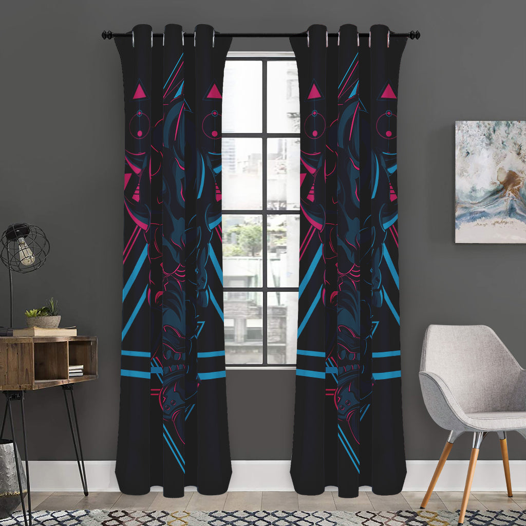 Geometric Japanese Demon Print Curtain