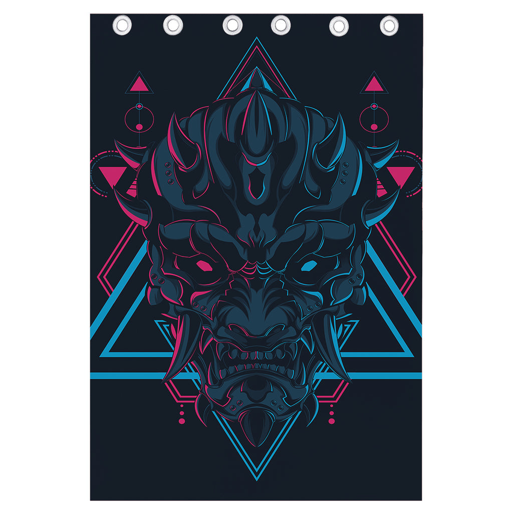 Geometric Japanese Demon Print Curtain