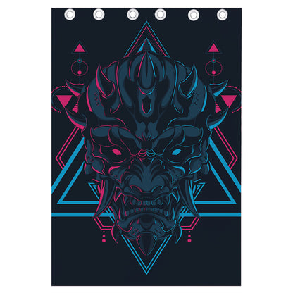 Geometric Japanese Demon Print Curtain