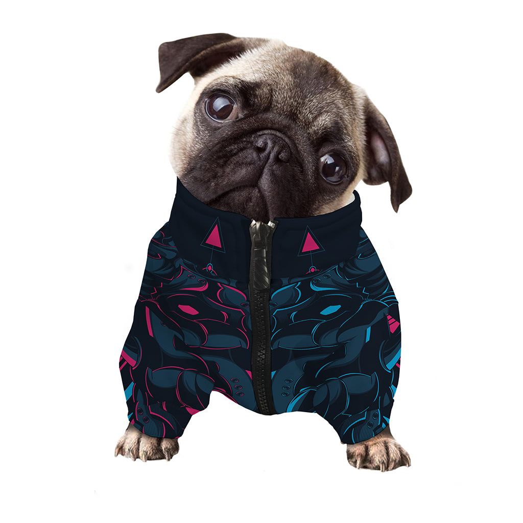 Geometric Japanese Demon Print Dog Zip Up Jacket