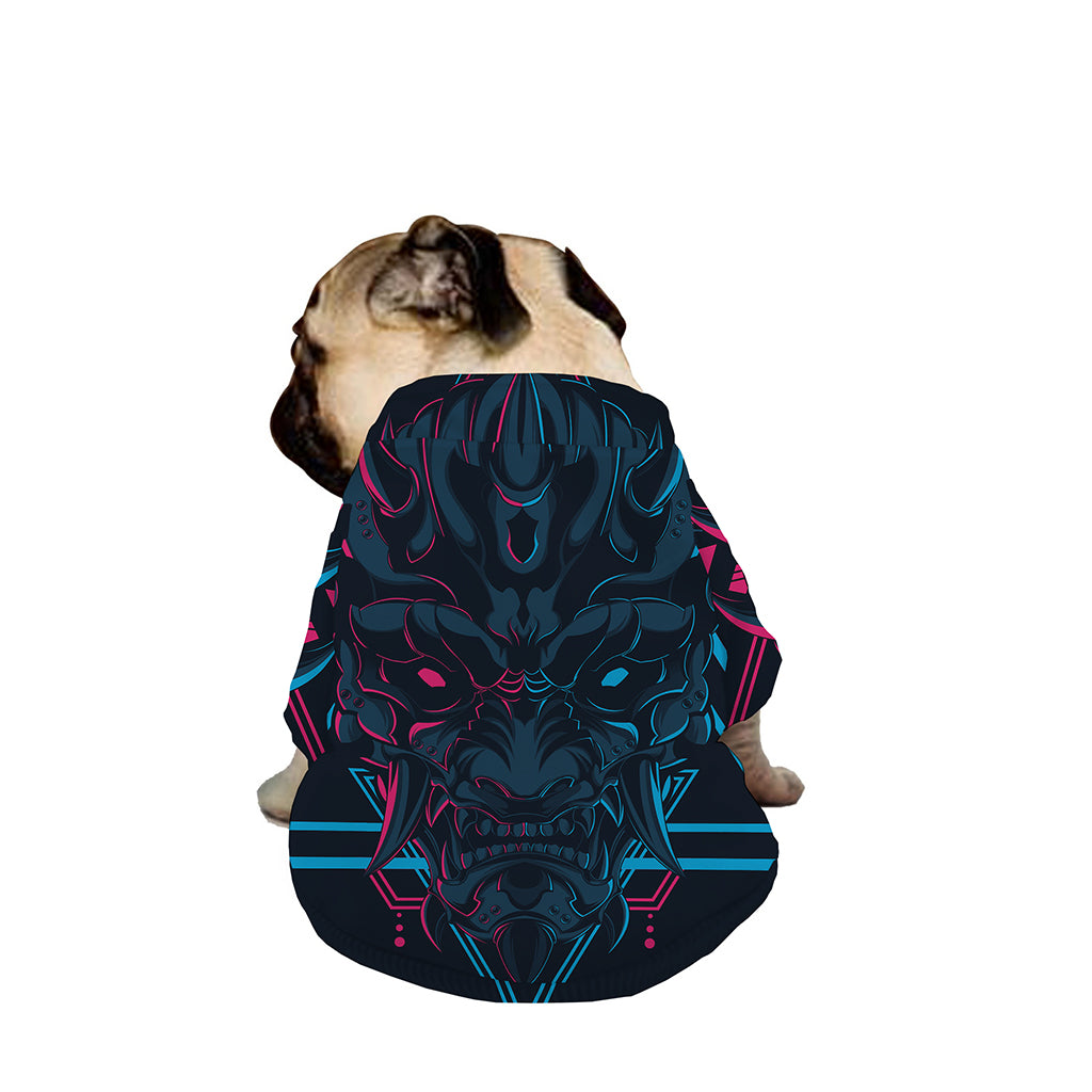 Geometric Japanese Demon Print Dog Zip Up Jacket