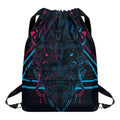 Geometric Japanese Demon Print Drawstring Backpack