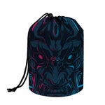 Geometric Japanese Demon Print Drawstring Makeup Bag