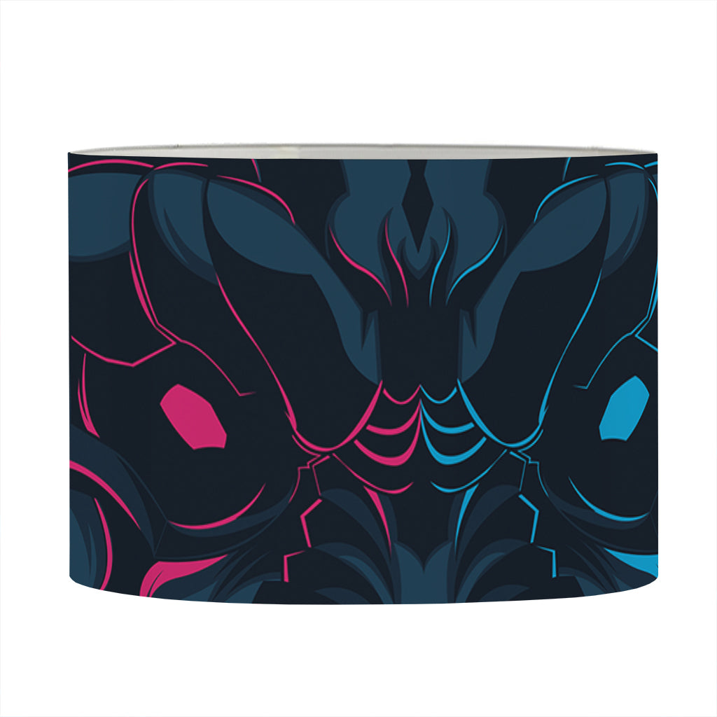 Geometric Japanese Demon Print Drum Lamp Shade