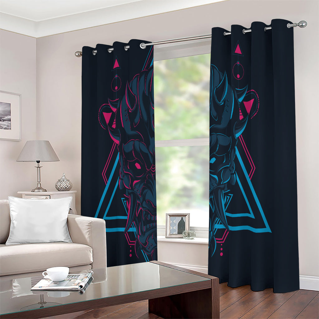 Geometric Japanese Demon Print Extra Wide Grommet Curtains