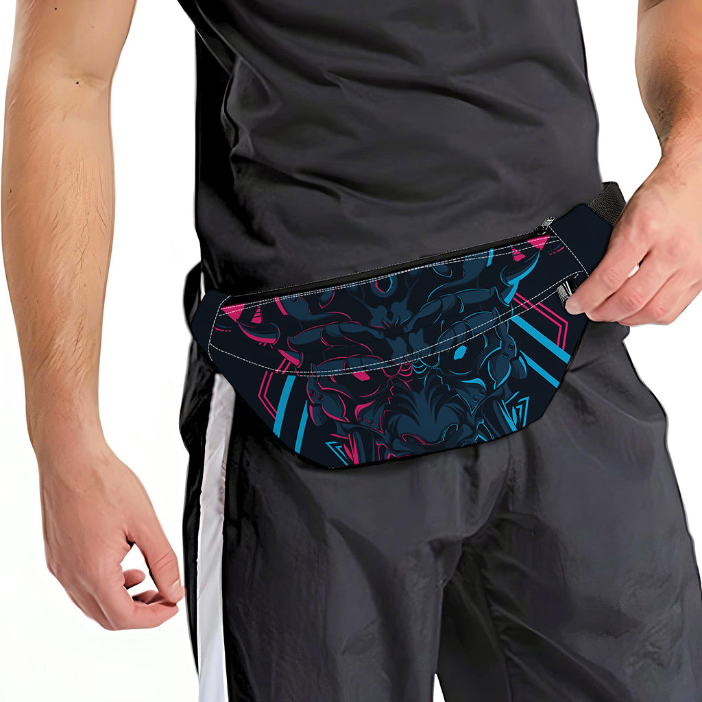 Geometric Japanese Demon Print Fanny Pack
