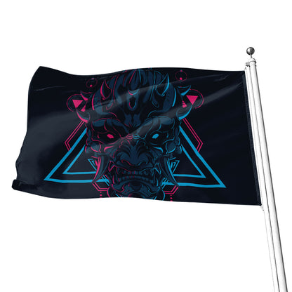 Geometric Japanese Demon Print Flag