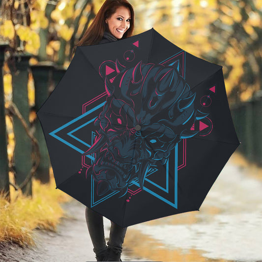 Geometric Japanese Demon Print Foldable Umbrella