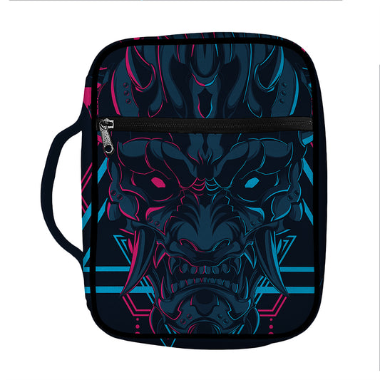 Geometric Japanese Demon Print Front Pocket Bible Bag