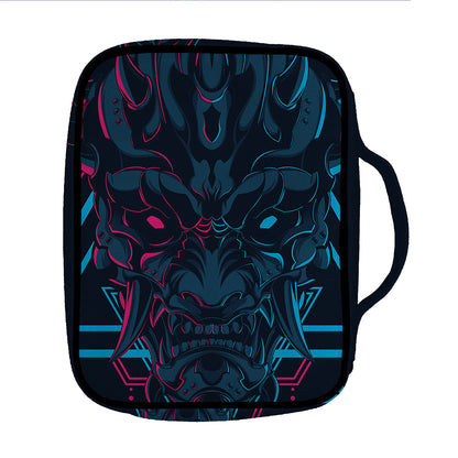Geometric Japanese Demon Print Front Pocket Bible Bag