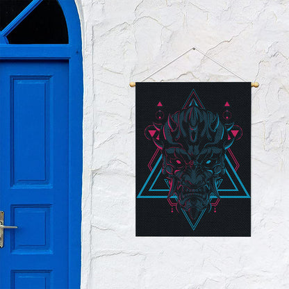 Geometric Japanese Demon Print Garden Flag