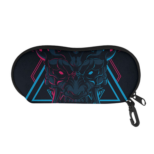 Geometric Japanese Demon Print Glasses Case