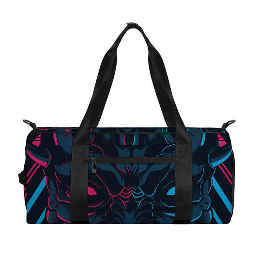 Geometric Japanese Demon Print Gym Bag