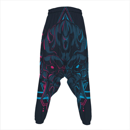 Geometric Japanese Demon Print Hammer Pants