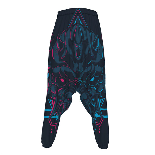 Geometric Japanese Demon Print Hammer Pants