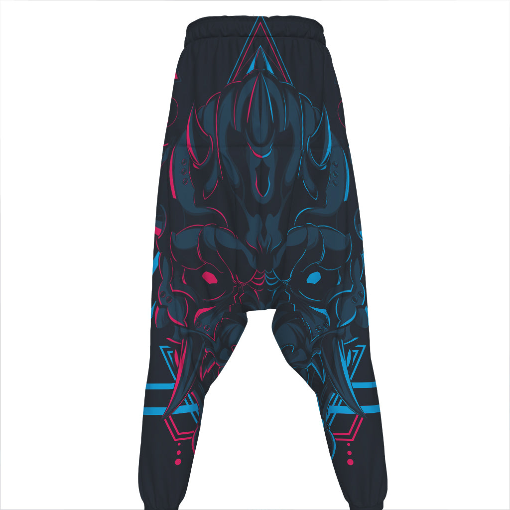 Geometric Japanese Demon Print Hammer Pants