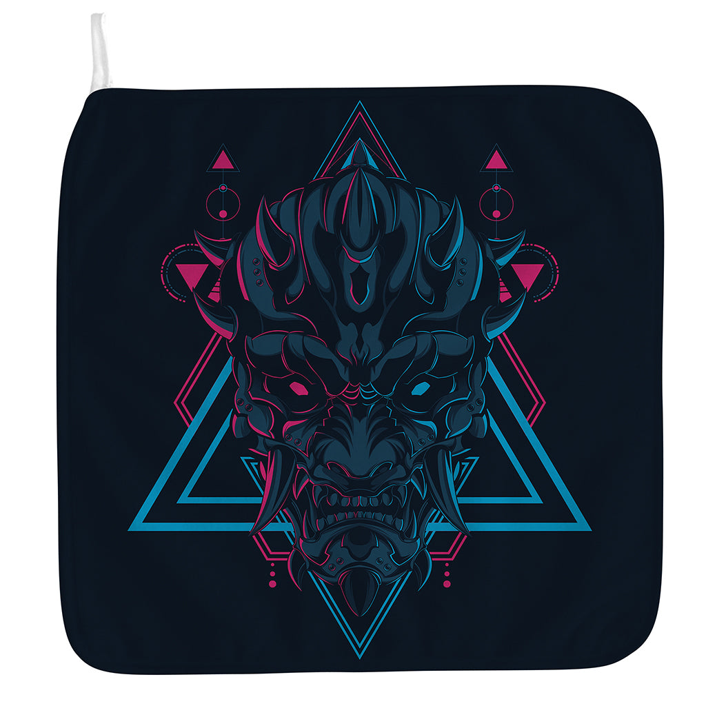 Geometric Japanese Demon Print Hand Towel