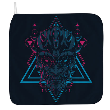 Geometric Japanese Demon Print Hand Towel