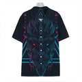 Geometric Japanese Demon Print Hawaiian Shirt