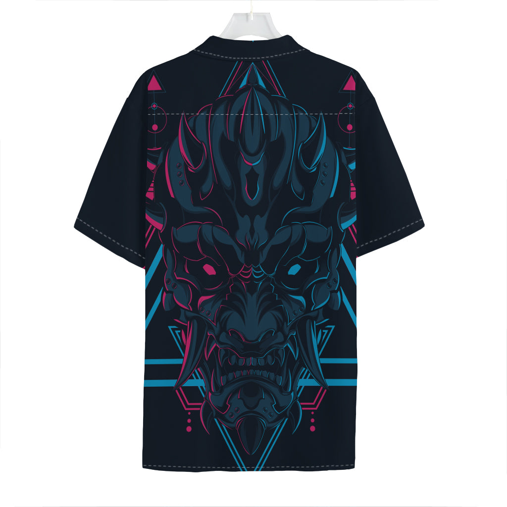 Geometric Japanese Demon Print Hawaiian Shirt