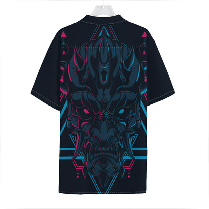 Geometric Japanese Demon Print Hawaiian Shirt
